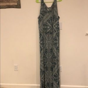 Green patterned maxi dress